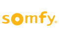Gelbes Logo der Marke Somfy.