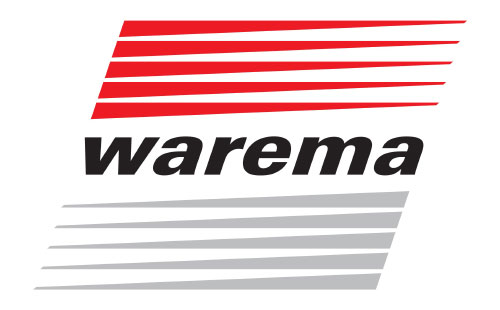 Schwarz-grau-rotes Logo der Marke Warema