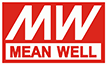 Rot-weißes Logo der Marke Mean Well